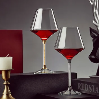 

Crystal Diamond Wine goblet high quality Home Wine Glass 2pcs/Set bar restaurant drinkware wedding gift European goblet