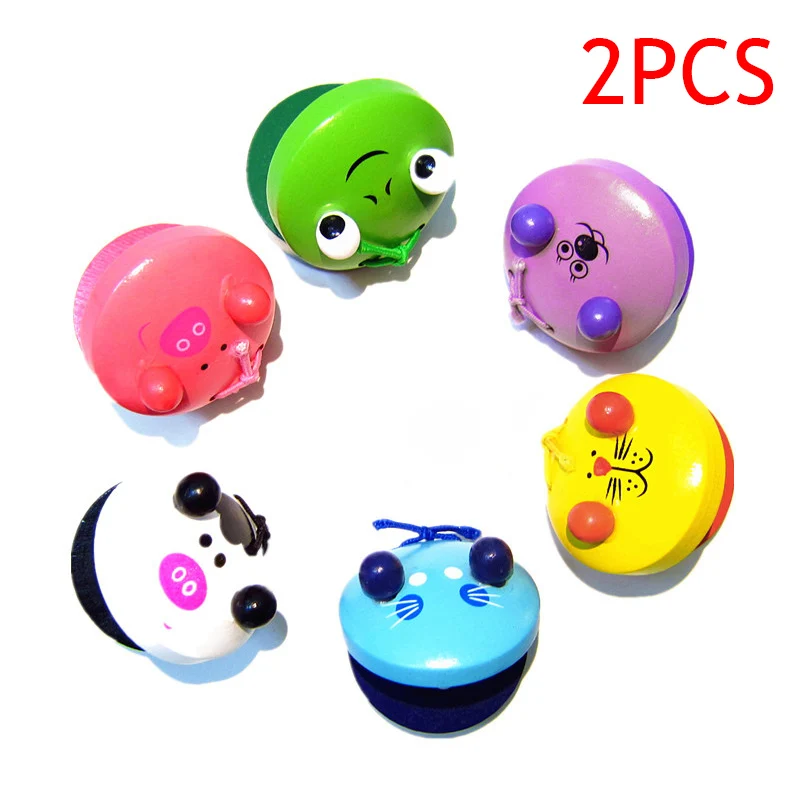 

Hot Selling 2 Pcs Cartoon Wooden Castanets Baby Children Musical Toys Musical Percussion Educational Instrument 88