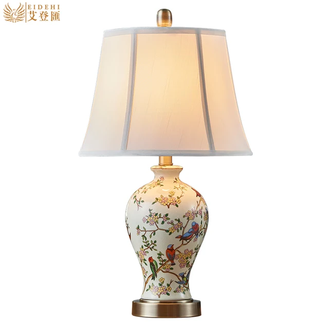 Klasyczny Ręcznie Malowane Chiński Ceramiczne Tkaniny Led E27 Lampa