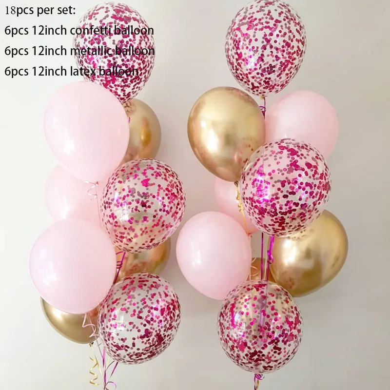 18 шт розовые и золотые воздушные шары золотые конфетти шары Блан металлик розовый пастельный шар для украшения вечеринок свадьбы дня рождения деко воздушные шары XN