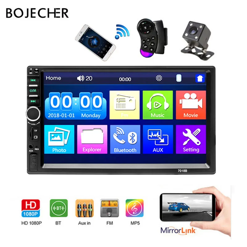 Авторадио Bluetooth 2Din автомобильное радио 7 дюймовый сенсорный экран MP5 плеер USB SD