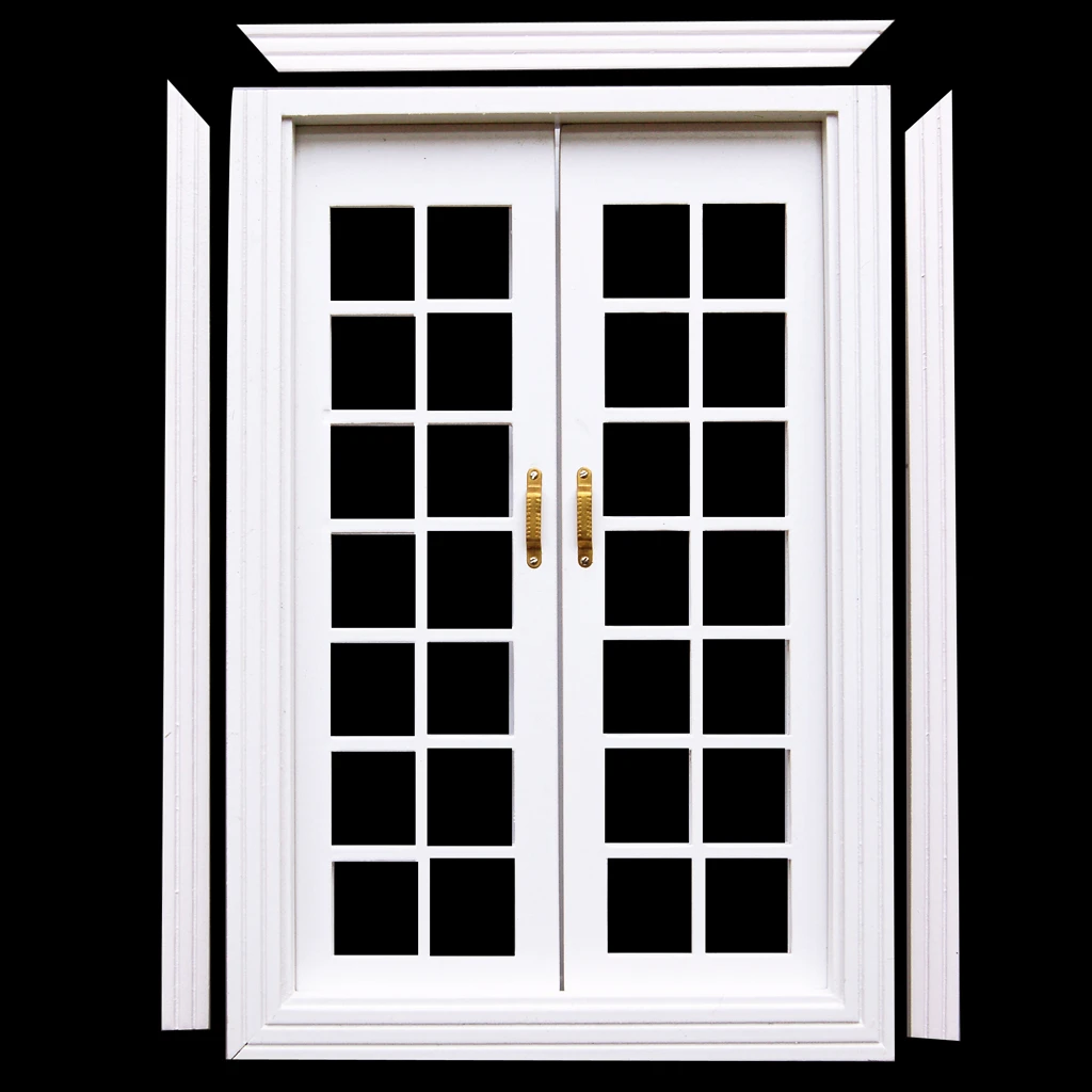 Details about / 1:12 Dollhouse Miniature French Door White Exterior Wooden For Dolls Toy OA011E