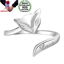 OMHXZJ Velkoobchod Fashion Joker Jednoduchý Cute Fox Lovers Pár 925 Sterling Silver otevřít nastavit ženské pro ženu Man Ring Ring Gift RG05