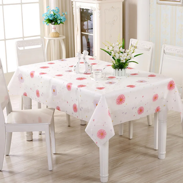  Brief Fresh PVC Waterproof Table Cloth Pastoral Floral Geometric Home Rectangle Plastic Cloth Tea T