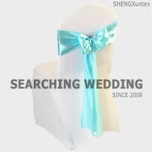 Дешевые Цены Атлас Председатель Sash Председатель Галстук Bow Fit на Свадебные украшения крышка стула
