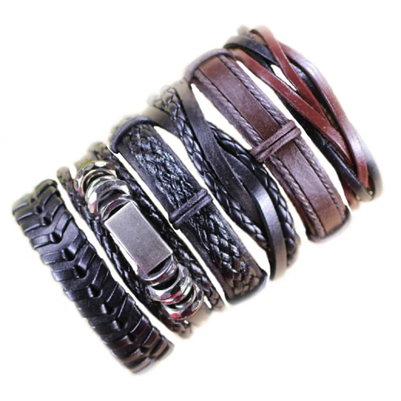 Мужской кожаный браслет ручной работы 6 шт./лот 2020|bracelets for|leather bracelets for womenmens leather |
