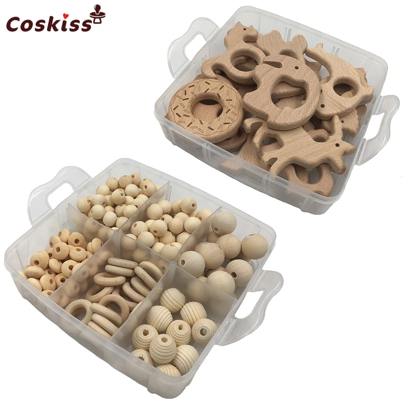 Wood Baby Geometry Jewelry Beech Nursing Animal 2-Boxed Best-Quality Creative