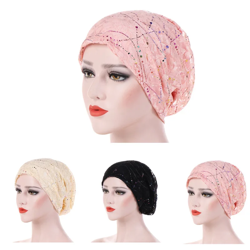 

Fashion Style New Lace Scarf Caps Muslim Cap Turban Chemo Beanie Hat Women Hair Accessories