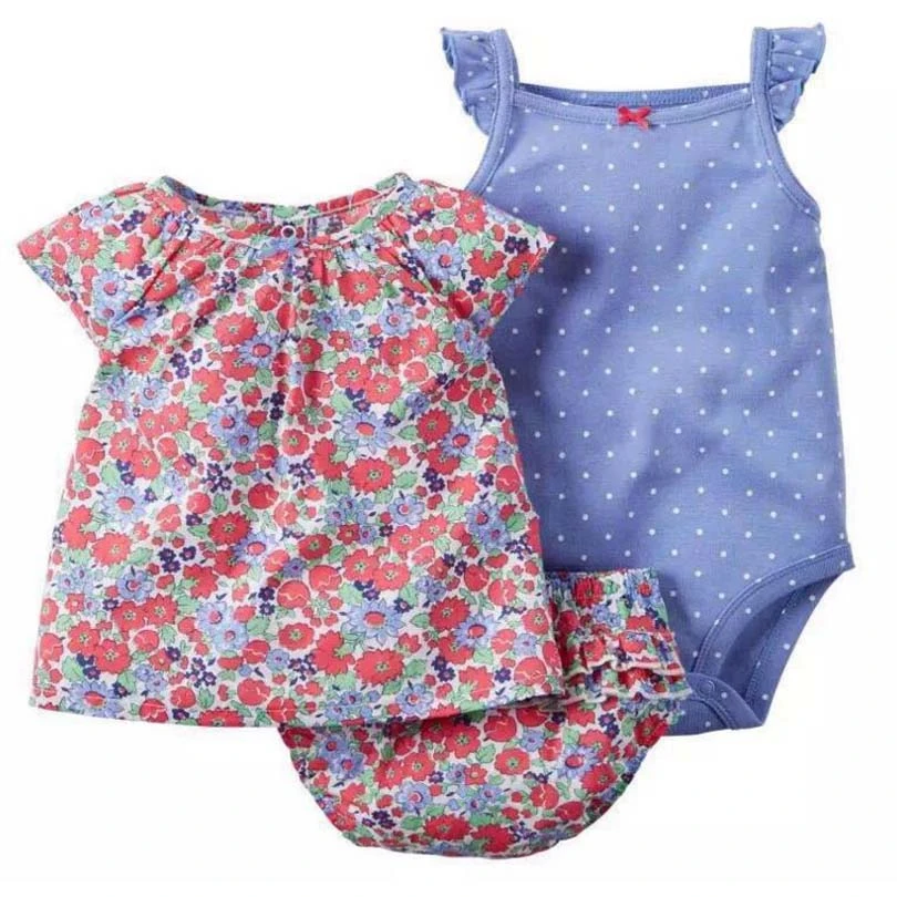 sleeveless floral T shirt tops+romper+shorts summer clothes set for baby girl 2021 newborn outfit babies clothing suit cotton baby outfit matching set