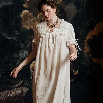 

Elegant Nightgown Women Summer Luxurious Woman Leisure Sleepwear Nighty Night Gown Dress