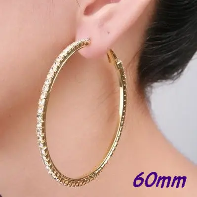 Silver Gold 60mm Single Row Basketball Wives Crystal Rhinestone Silver Gold 60mm Single Row Basketball Wives Crystal Rhinestone Hoop Earrings In From Jewelry Accessories On Aliexpress Alibaba