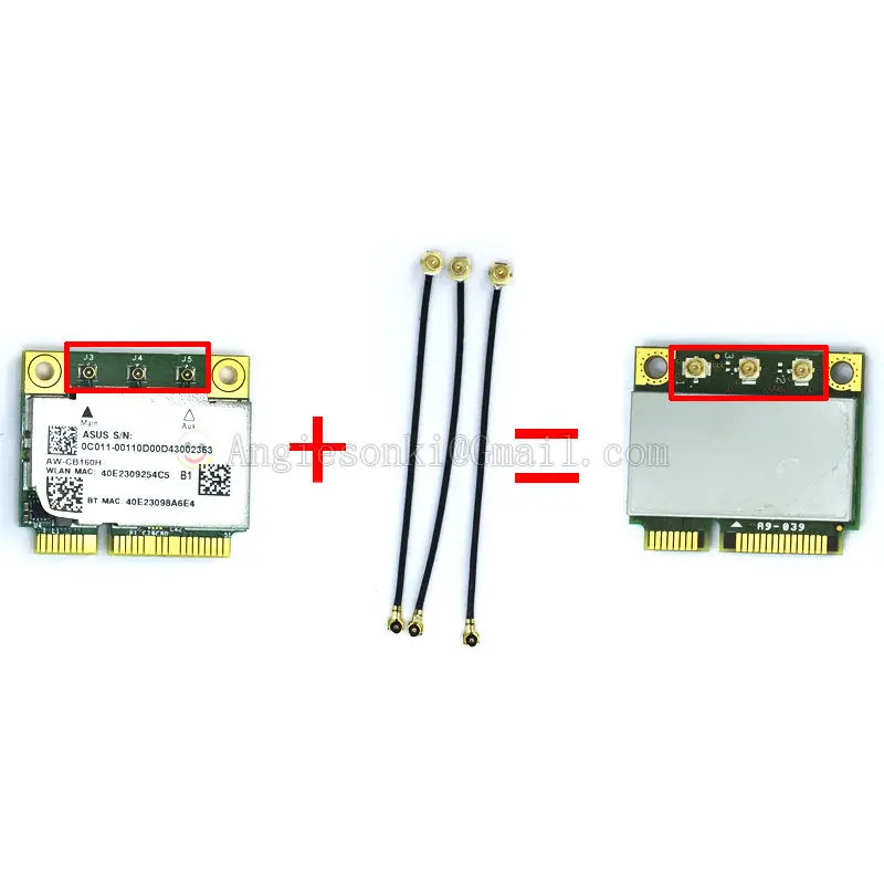 2 шт. женский и мужской разъёмы для 7260 7265 3160 BCM94360HMB BCM94360CS2AX BCM94360CS2|Сетевые карты| |