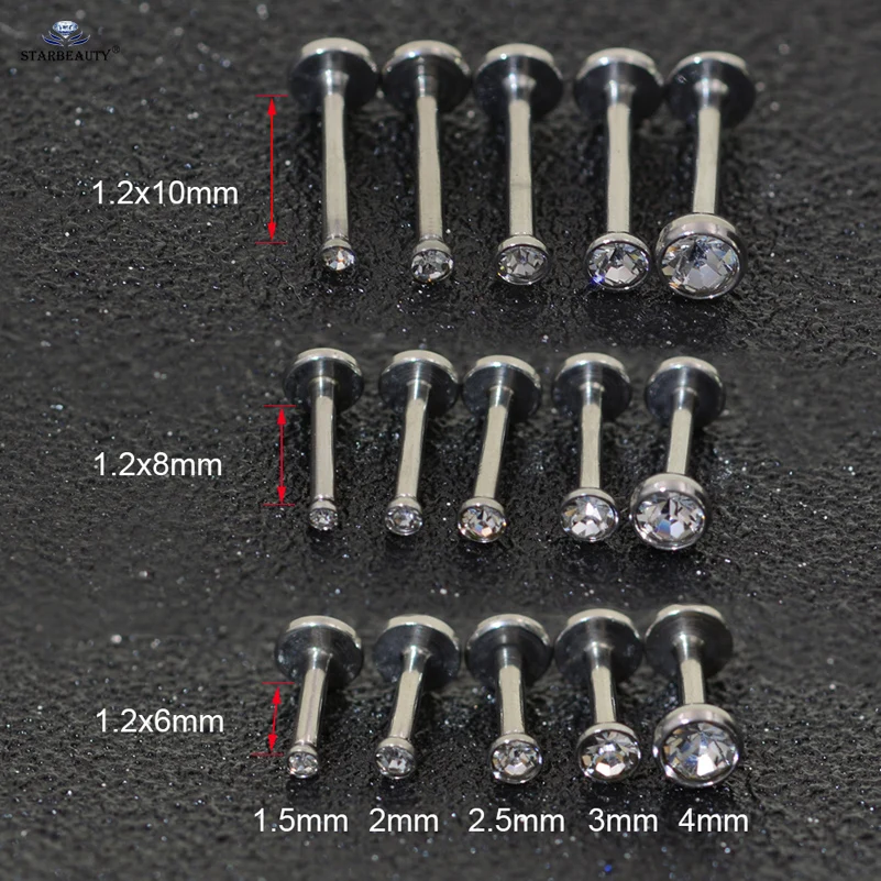 Gem Nose Rings Helix Piercing Tragus Piercing Labret Lip Ring Earrings Studs 2pcs Mix 16G 1.5/2/2.5/3/4mm nose rings,piercing jewelry,nose studs,body piercing earrings,ear piercing jewelry,ear studs,metal jewelry,body piercing jewelry,body jewelry