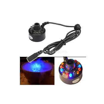 

12-LED Lamps Mist Maker Fog Machine Atomizer Fogger Water Fountain EU Plug