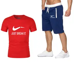 2019 новый модный бренд Для мужчин наборы футболки + Шорты комплекты из двух предметов Повседневное спортивный костюм мужской Повседневная