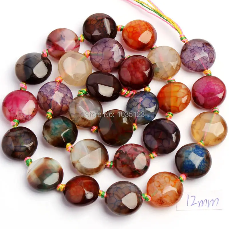 

Free Shipping 12mm Pretty Faceted Cracked Multicolor Agates Coin Shape Loose Beads Strand 15" DIY Creative Jewellery Making w5