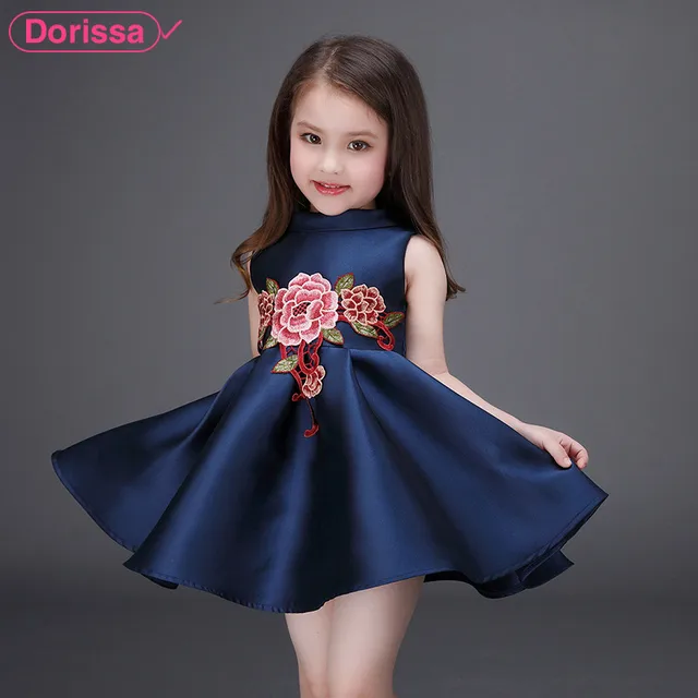2016 New Arrival Embroidery Flower Girl Party Dresses High Quality