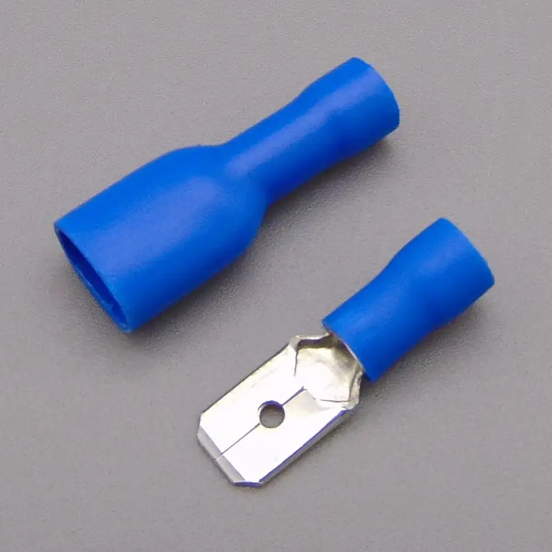 connector  Blue  Fully Insulated Spade Electrical Crimp Connectors- Mixed Male & Female