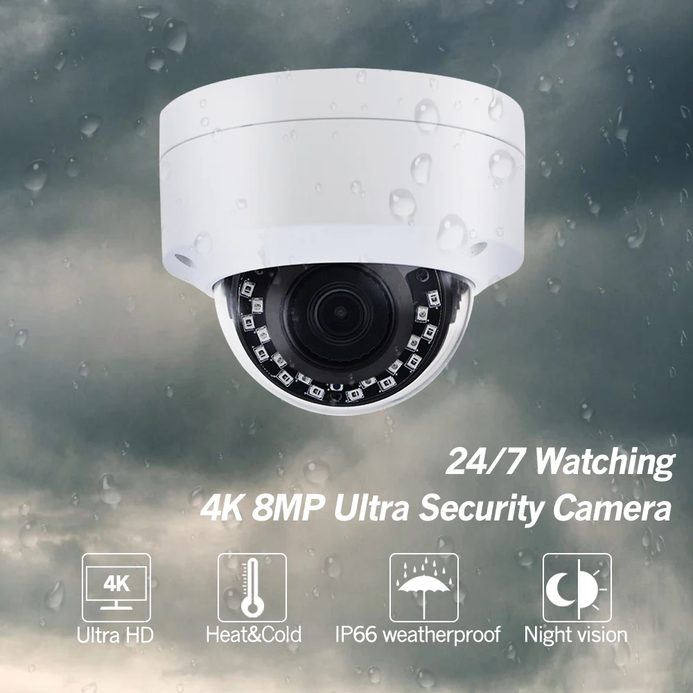 4CH CCTV системы 2 шт Ультра 8MP Камеры видеонаблюдения Купольная ip камера с Hikvision 4 POE NVR