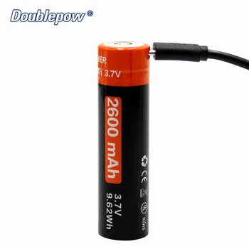 

2pcs/lot Doublepow DP-USB18650-2600mAh 3.7V Li-ion rechargeable batteryin Actual Capacity USB DC-Charging Advanced Imported Cell