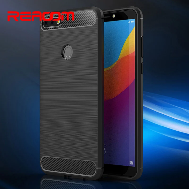 Reaoom Phone Case for Huawei Honor 7C Carbon Fiber Texture Back Cover Nova 2 Lite Enjoy 8 Brushed Soft TPU Shell Capa |
