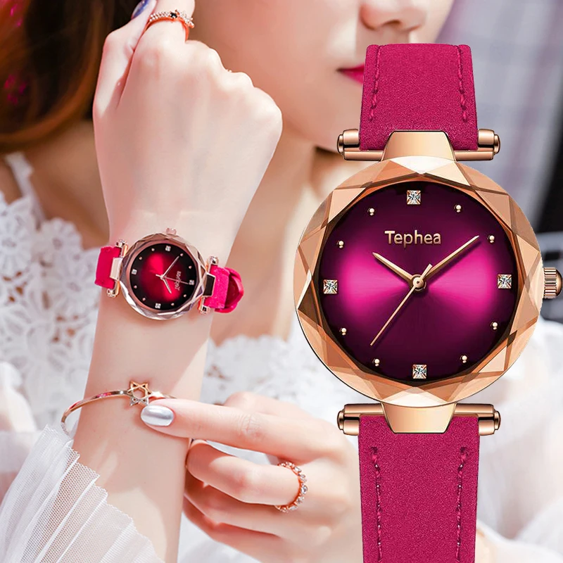 

Hot Sale Luxury Leather Women Watches Fashion Flower Surface Ladies Starry Sky Wristwatches Waterproof Clock Gift Drop Shipping