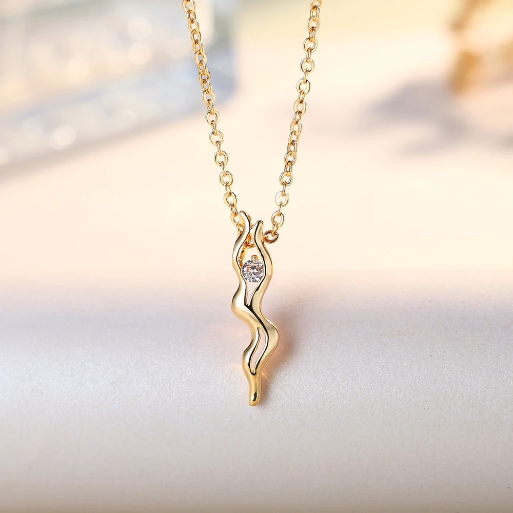 

Dancing Necklaces Golded Jewelry Simple Womens Girls drop shipping gold color dainty cz crystal necklace girl lady gift