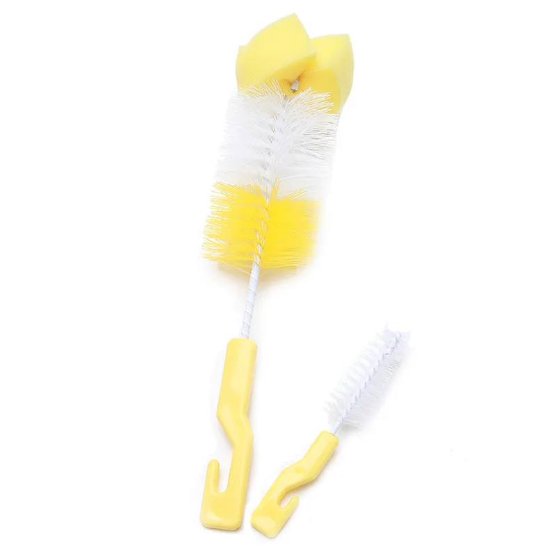 2 шт. щетка для бутылочек для мытья бутылочек щетка для сосок набор для чистки губки детские товары - Цвет: yellow type 2