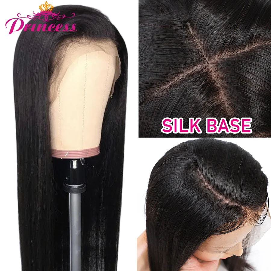 Base-Wigs Remy-Hair Lace-Front Brautiful Princess Hair-Silk Pre-Plucked Straight Brazilian