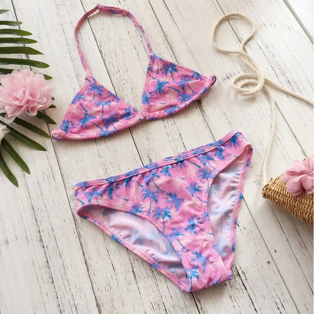 SEAGM coconut tree girls swimwear swimsuit brazilian baby kids children