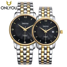 ONLYOU Unisex Skeleton Mechanical Watches For Men Women Simple Style Wristwatches Couple Top Brand Luxury Stainless Steel Strap