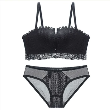 

Sexy Bra Briefs Set For Women Push Up Lingerie Transparent Panties Lace Bras Bralette Female Underwear Underpants #E