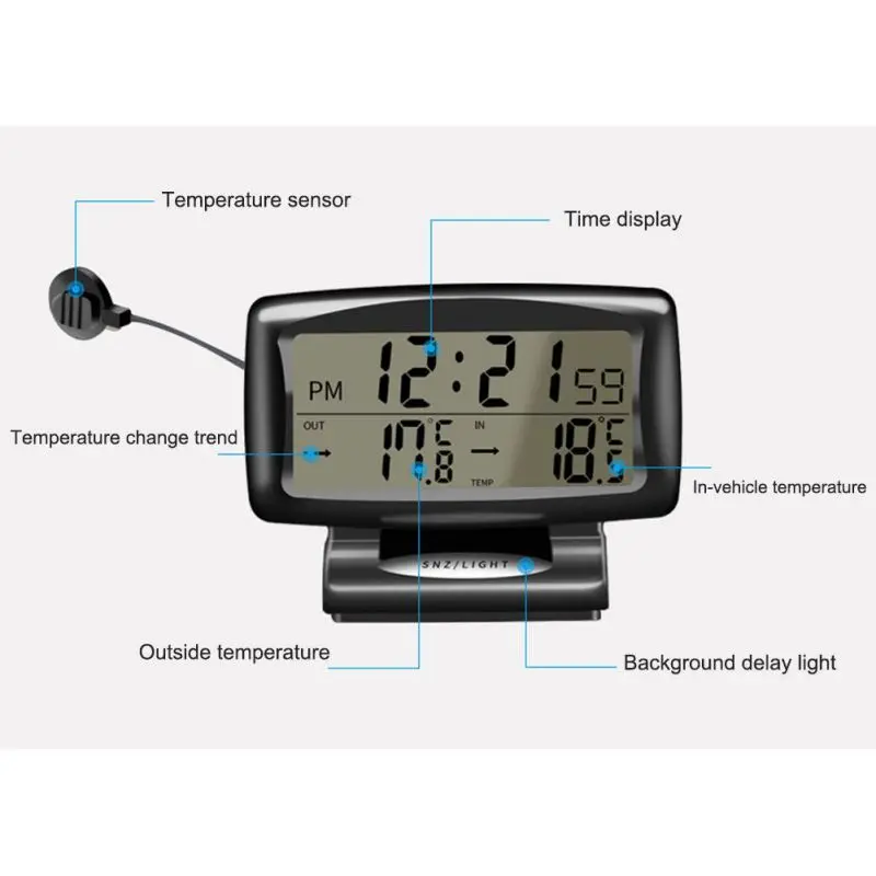 Автомобильные электронные часы автомобиля внутри и снаружи двойной температуры электронные часы для автомобиля термометр автомобиля