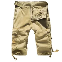 Высококачественные повседневные мужские однотонные пляжные рабочие Брюки с карманами, шорты-карго для отдыха