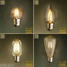 2 шт. лампада Эдисона лампа светильник Ретро лампа-бомбилья винтажная лампа ампулы декоративные 4 Вт E27 220 В C35 ST48/T45 G45