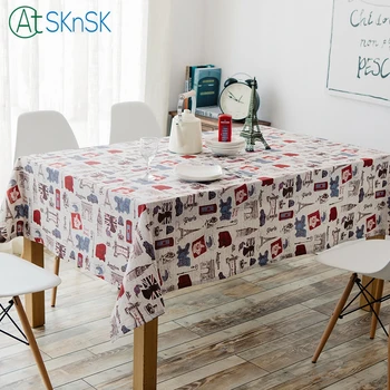 

Simple modern linen tablecloth fabric fashion printed coffee table cover home decoration European style cotton linen table cloth