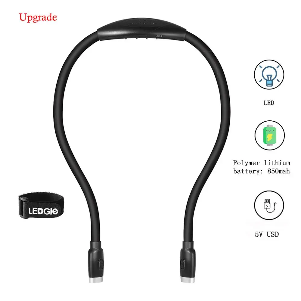 

Upgrade USB HandsFree Reading Light Neck Lamp Book Light Rechargeable LED Night Light 4 LEDS Beads USB Cable Included Foldable