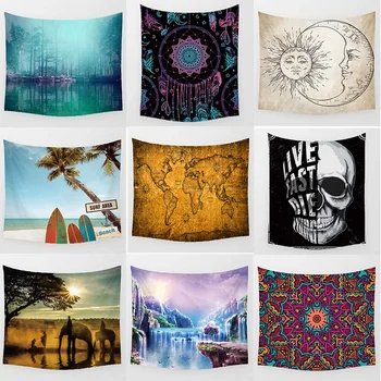 

Hot sale large skull skeleton sea beach landscape wall hanging tapestry home decoration wall tapestry
