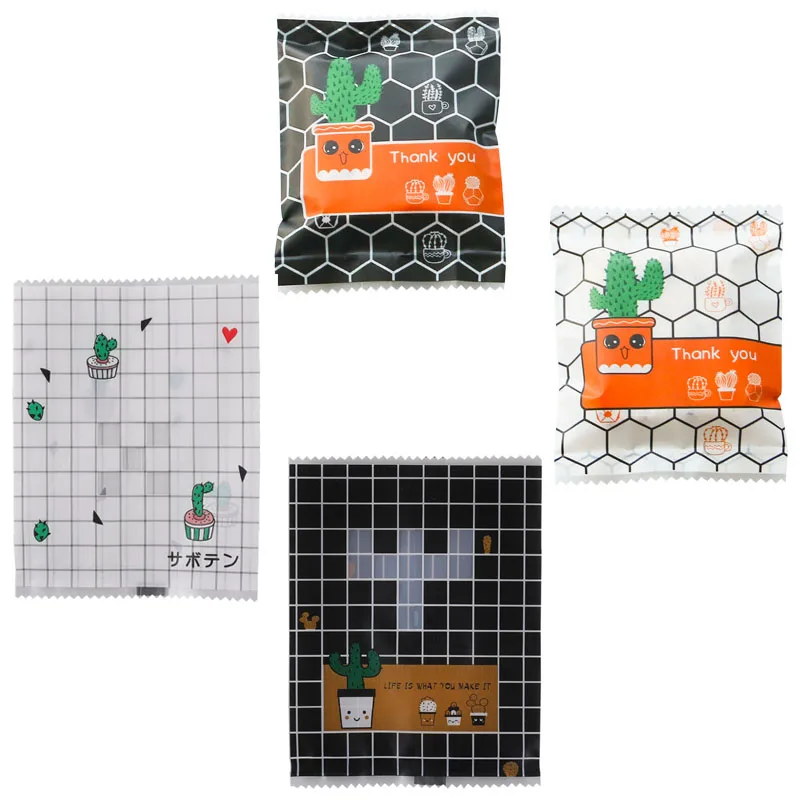 

25PCS 50Pcs Cute Cactus Pattern Plastic Bag Wedding Birthday Cookie Candy Gift Packaging Bags Party Favors Food Cake Package