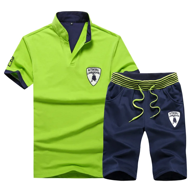 Summer Sweat Suits Men Short Sleeve Men's Tracksuit Set T-shirt Sport Suit Tops shorts Male Suit Tracksuits Sweatsuit Male 2019