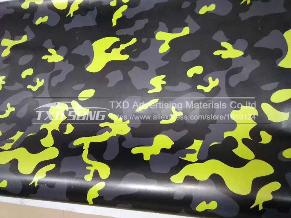 Желтая цифровая печать камуфляжная виниловая автомобильная пленка для укладки с воздушными пузырьками без пикселей желтая камуфляжная графика Автомобильная наклейка пленка
