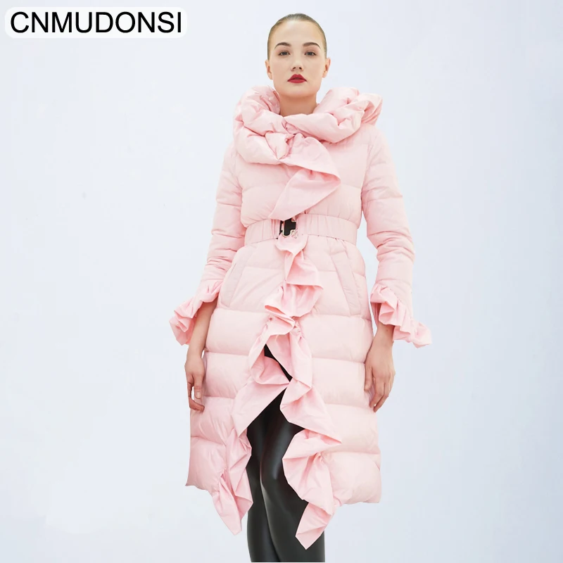 Mode Capuchon Garder Doudounes Col Élégant 2018 Nouvelles vent À Hiver Grand Chaud Volants Qualité Ef18038black De Coupe Fourrure Haute Cnmudonsi Au ef18038pink 64qvwTq
