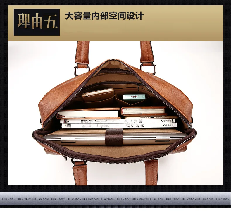 ZYJ Men Business Travel Leather Laptop Briefcase Male Bags Causal Sling Messenger Shoulder Portfolio Briefcase Bag Handbag Bolsa (7)