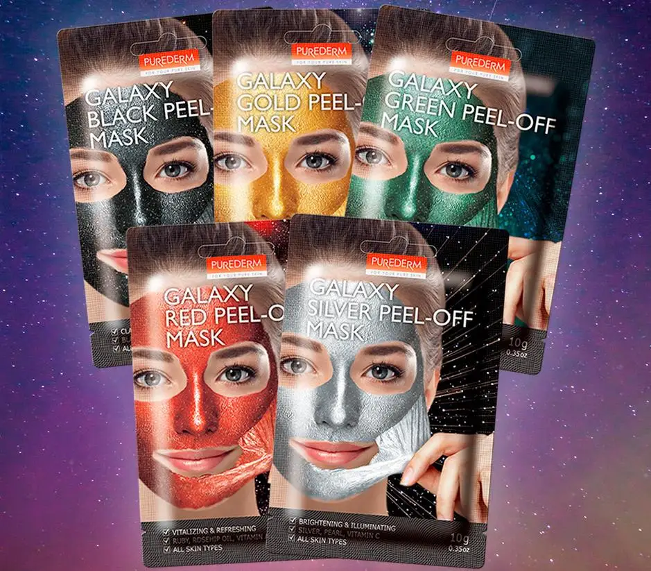 PUREDERM Galaxy отшелушивающая маска, 5 шт., маска для лица, сужающая поры, для удаления угрей, отбеливающая маска, уход за кожей лица, корейская косметика