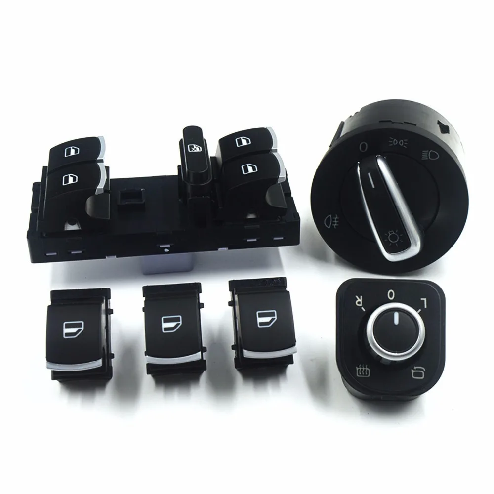 Mirror Headlight Window Control Switch 6pcs/set For Volkswagen Vw Golf