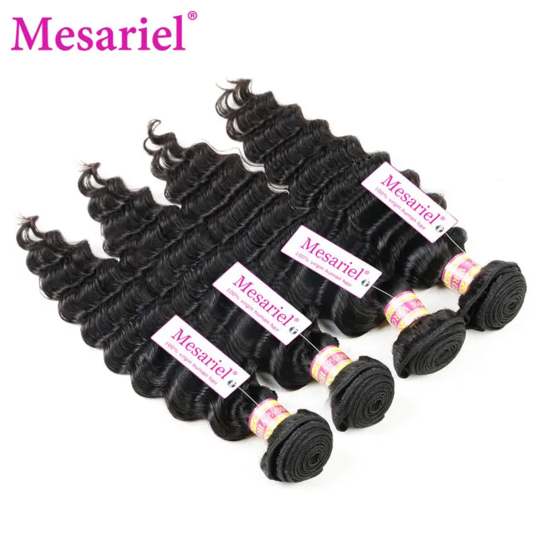 

Brazilian Virgin Hair Deep Wave 4 Bundles Black Friday Sale Hair Mesariel Brazilian 9A Unprocessed Human Hair Deep Wave Bundles