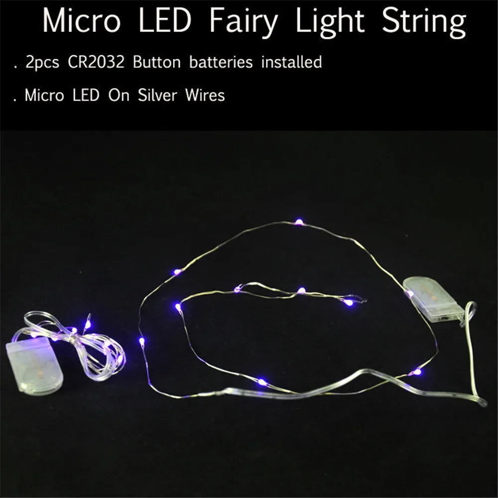 CR2032 на батарейках Micro LED Серебряная проволочная Гирлянда Свадебные украшения