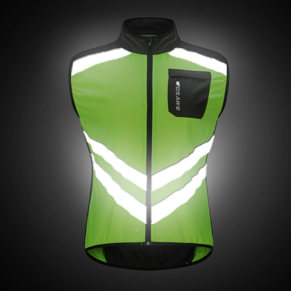 WOSAWE Thin Cycling Jackets Rain Repellent Sleeveless Windproof Reflective Waistcoat MTB Bike Clothing Men's Windbreaker Jackets