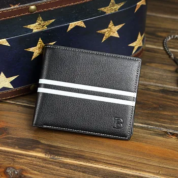 

Korean fashion short Wallet New Stripe B bag retro trend multi card wallet card package