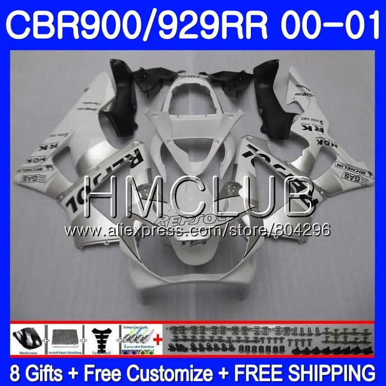 

Body For HONDA CBR900 RR CBR 929 RR CBR 900RR Repsol white CBR929RR 2000 2001 68HM.13 CBR 929RR CBR900RR CBR929 RR 00 01 Fairing